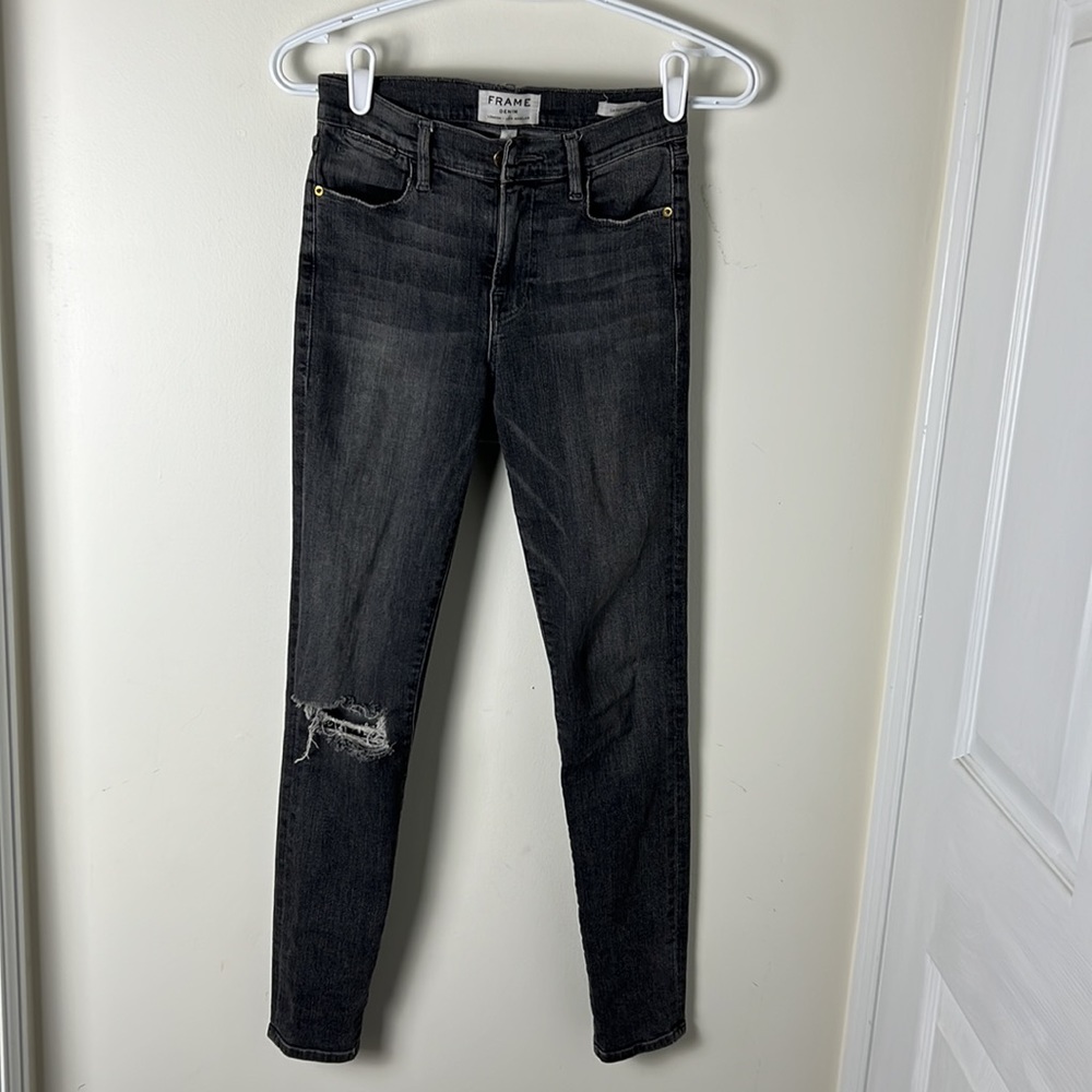 Frame Distressed Denim le High Rise Skinny Jeans Size 24